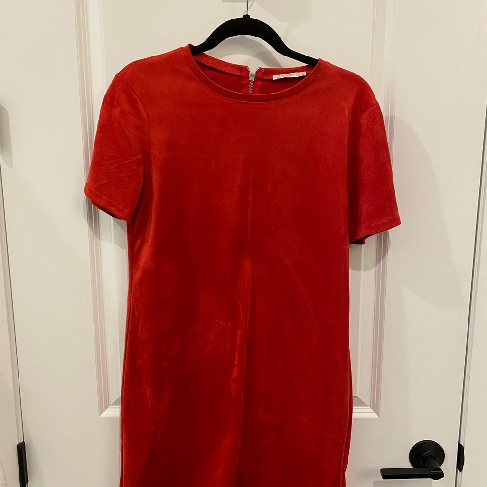 Zara red suede dress